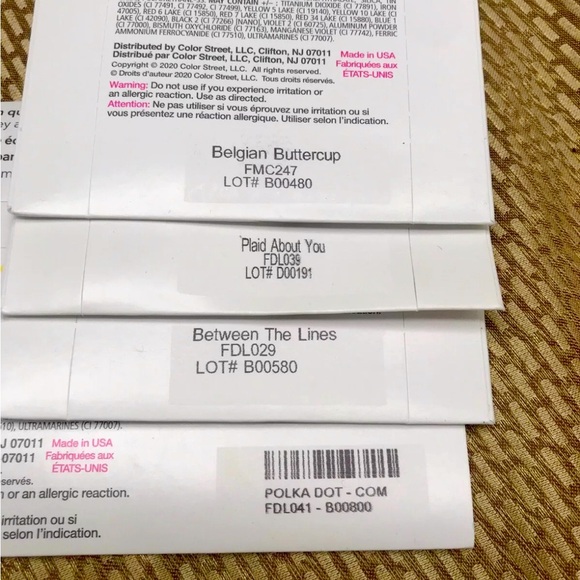 NEW Color Street 4 UNOPENED Nail Polish Strips Polka Dot Striped Solid Checked - Picture 3 of 3